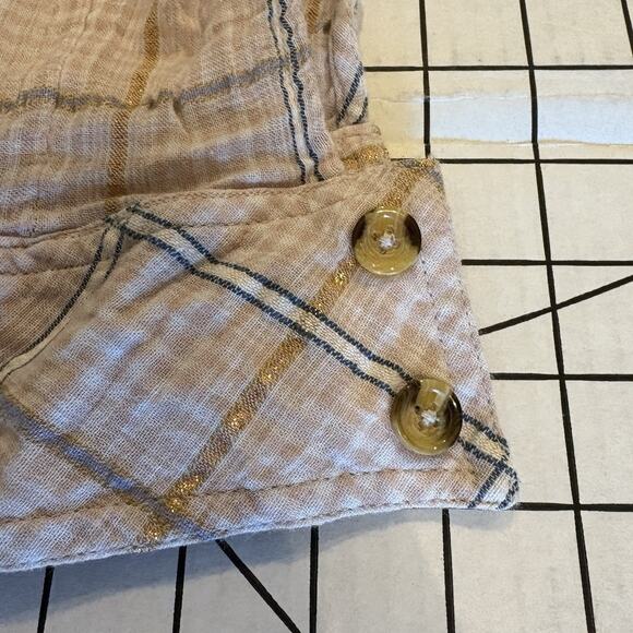 Free People Women’s Plaid Shirt Button Up Break My Stripe Long Sleeve Size Large - Picture 7 of 14